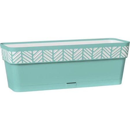 MARSHALL POTTERY 7 x 7 x 20 in. Deroma Mosaic Resin Balcony Planter, Teal 7014056